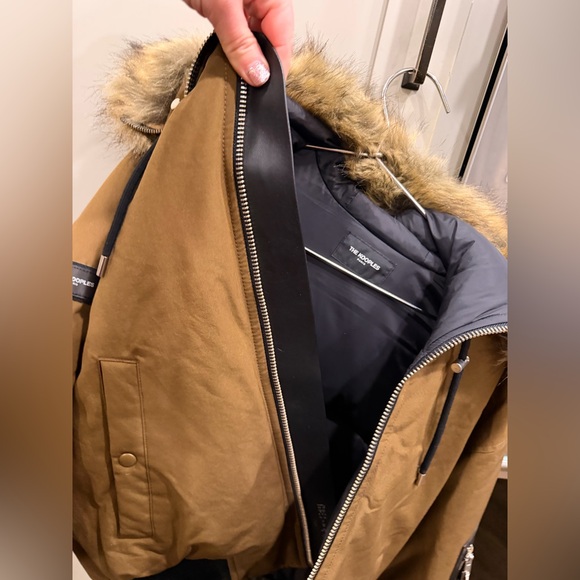 NWT The Kooples Brown Bomber puffer Jacket with Fur Hood - Real GOOSE DOWN - Picture 5 of 5